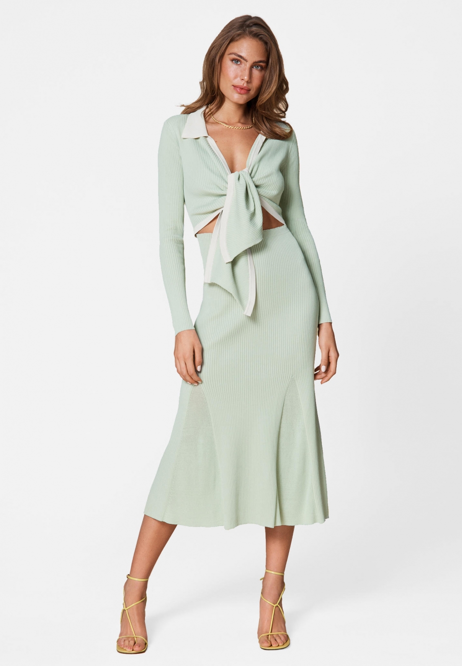 Adoore Knitted Riviera Dress Pistage Green