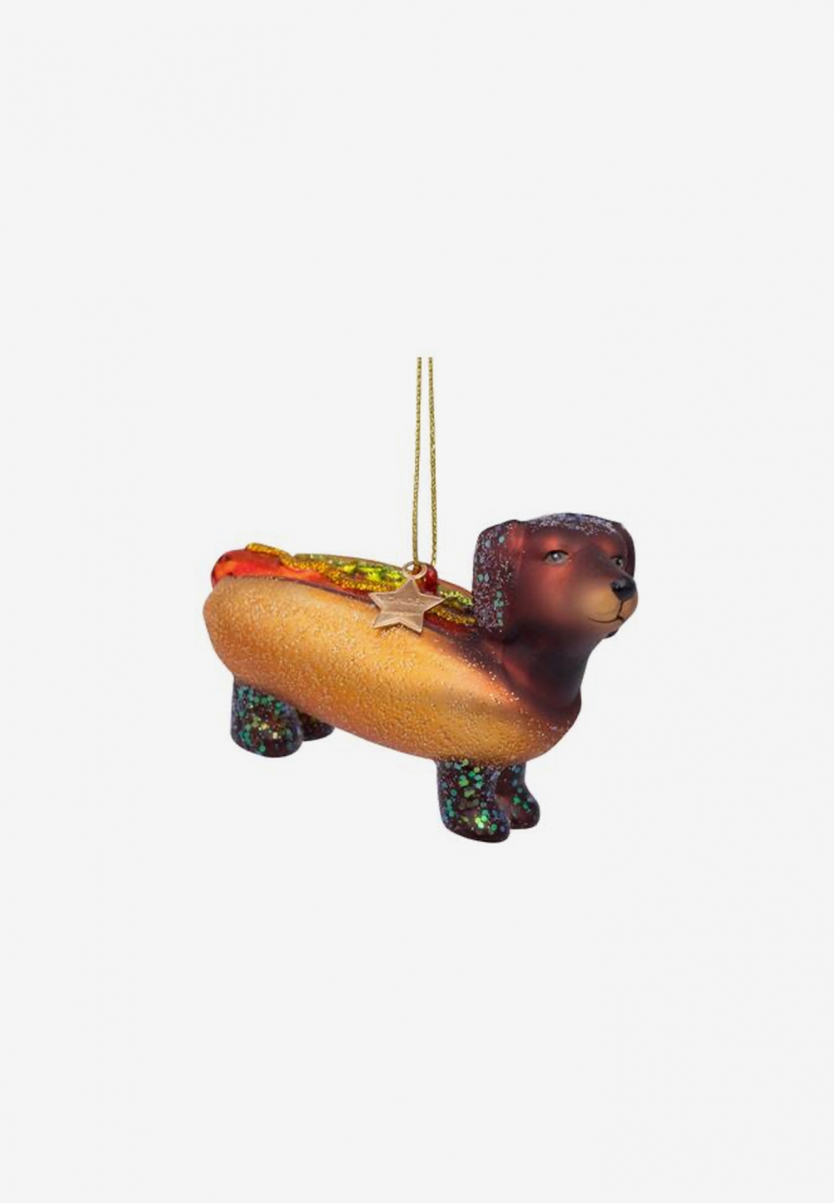 Vondels Ornament Glass Hotdog Dachshund