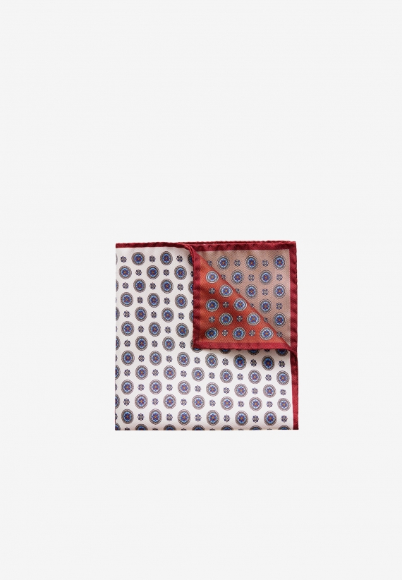 Eton Silk Pocket Square Red Four Squares