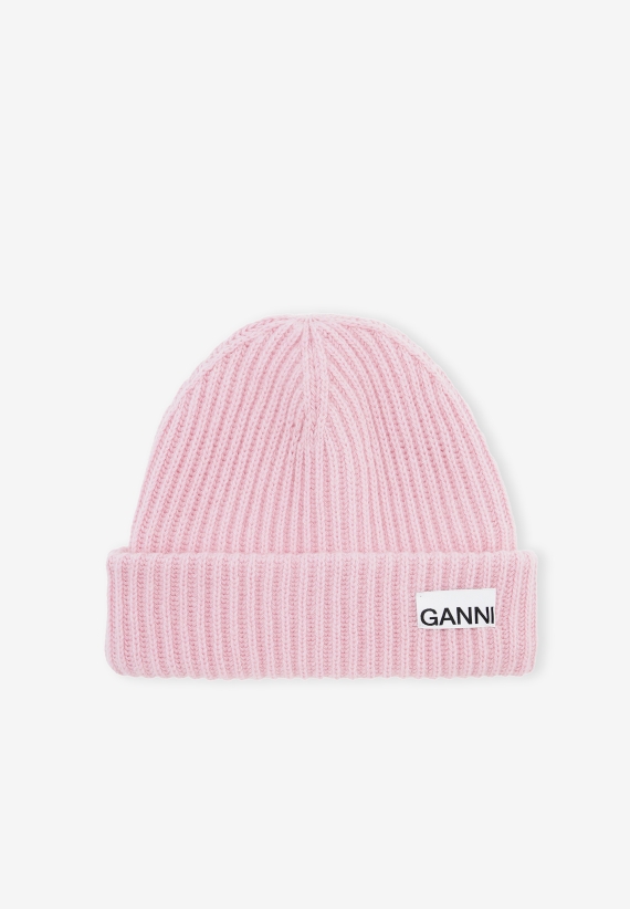 Ganni Recycled Wool Beanie Pink Nectar
