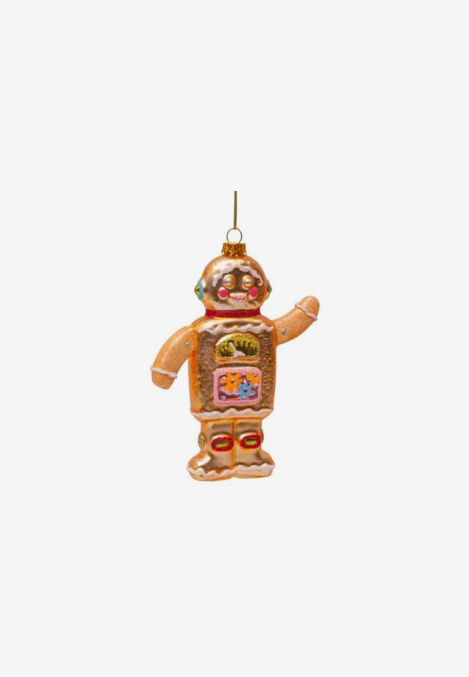 Vondels Ornament Glass Gingerbread Robot Boy