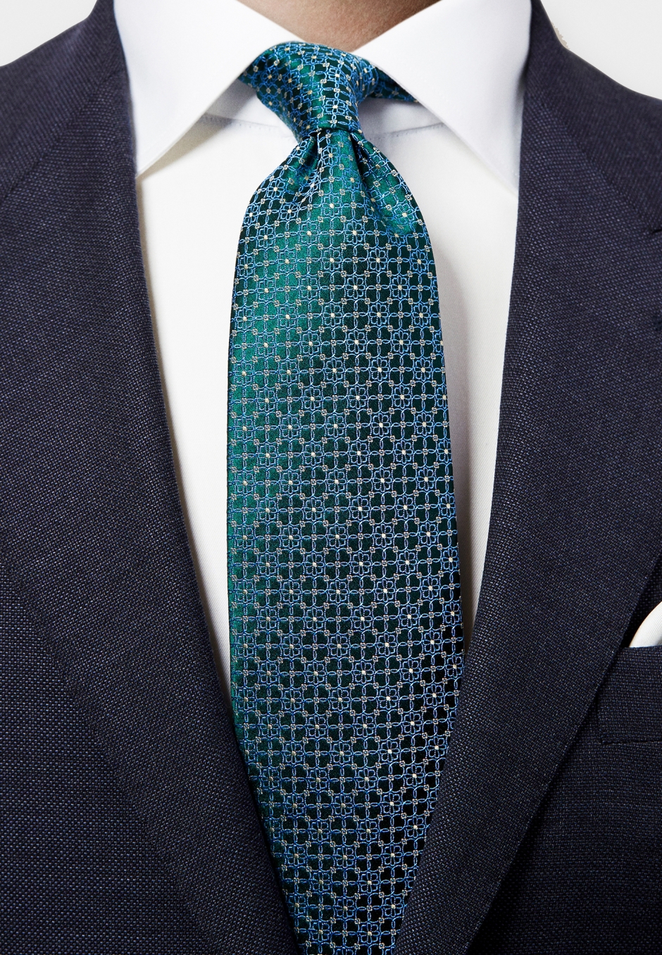 Eton Green Geometric Silk Tie