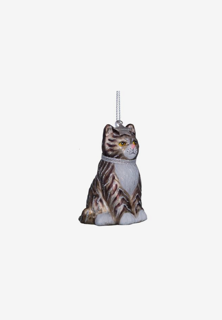 Vondels Ornament Glass White/Grey Cat