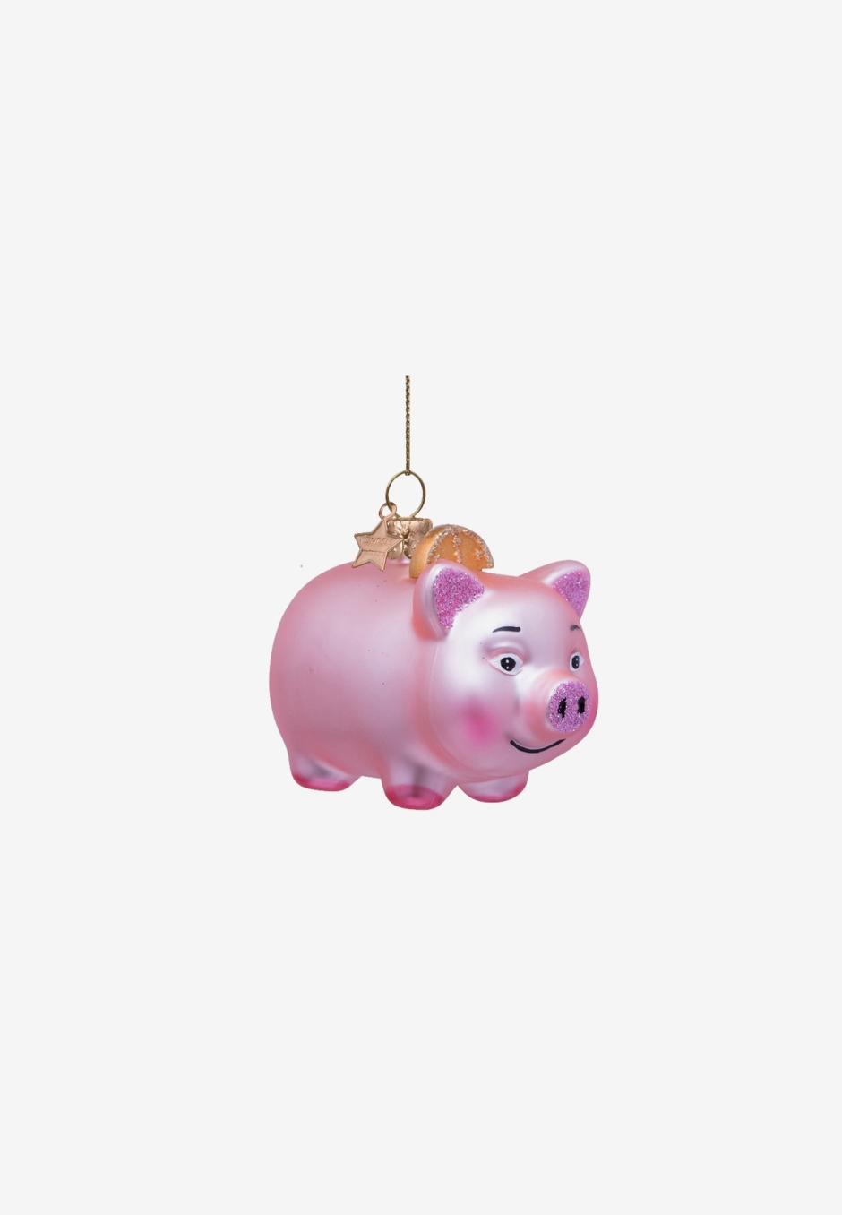 Vondels Ornament Glass Soft Pink Piggy Bank
