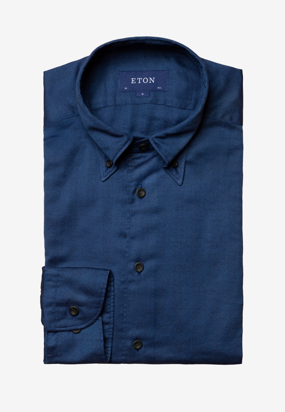 Eton Navy Herringbone Flannel Shirt