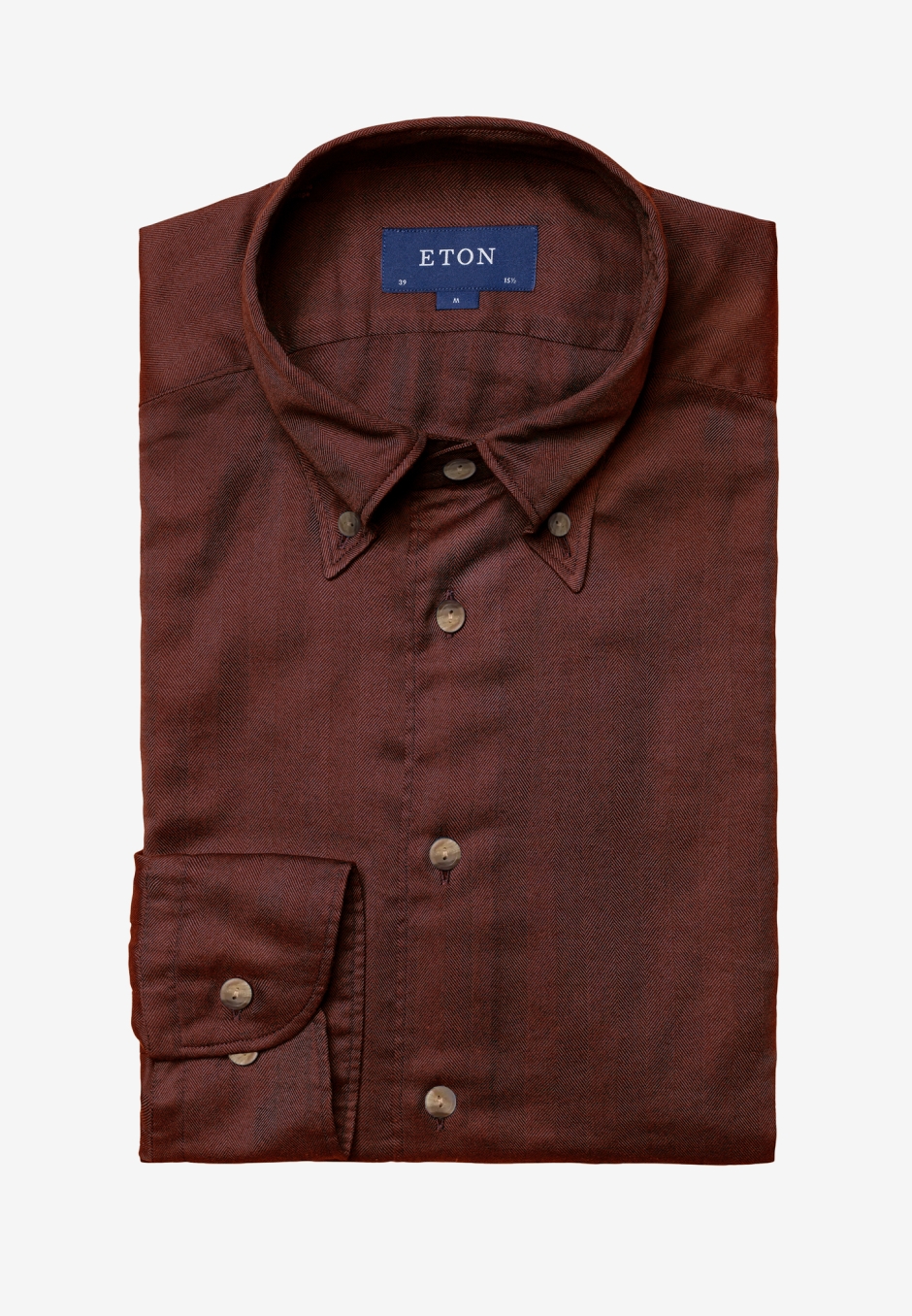 Eton Red Herringbone Flannel Shirt