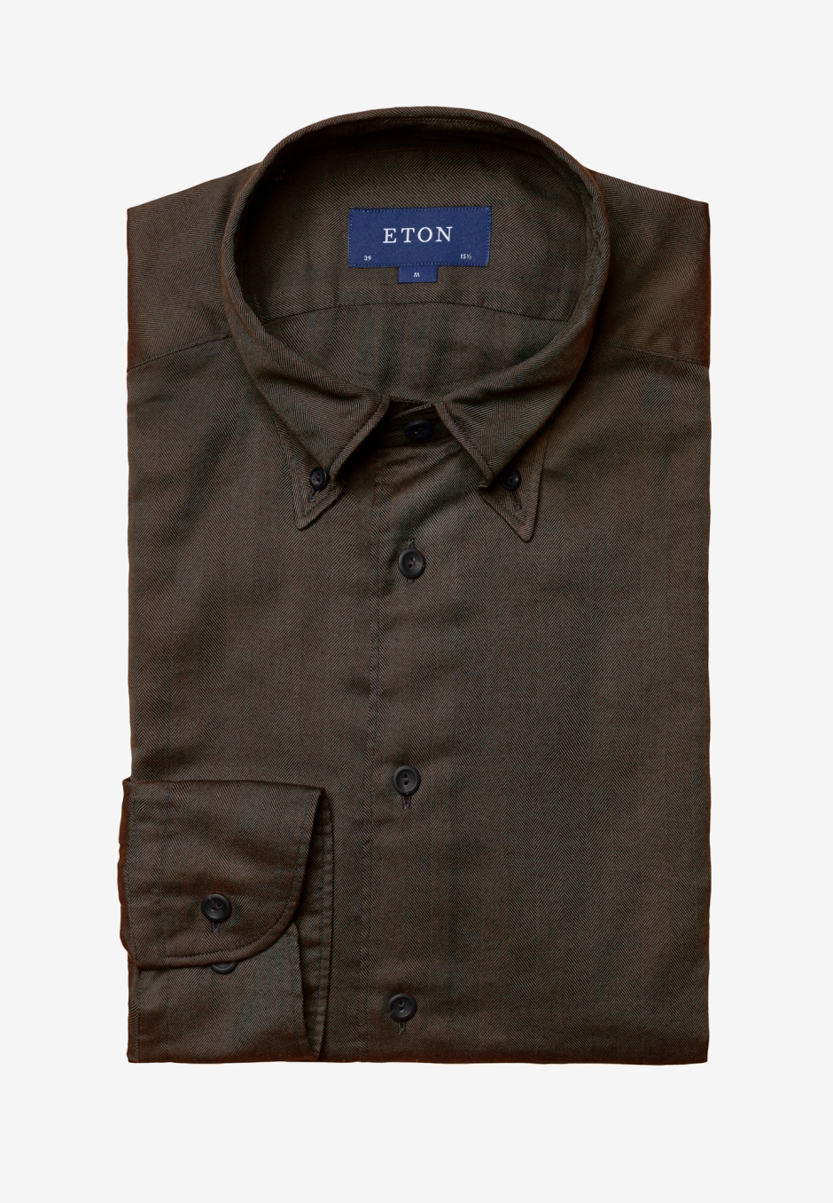 Eton Brown Herringbone Flannel Shirt